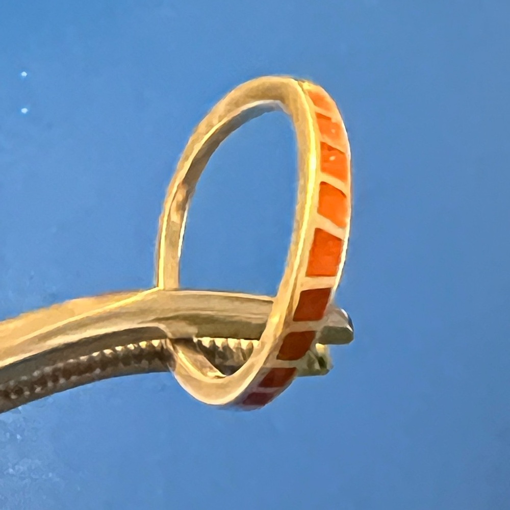 Source Unknown SS CORAL Tone Ring with Bright Orange Inlay